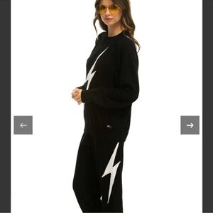 Aviator Nation Black Lightning Bolt Track Pants cashmere